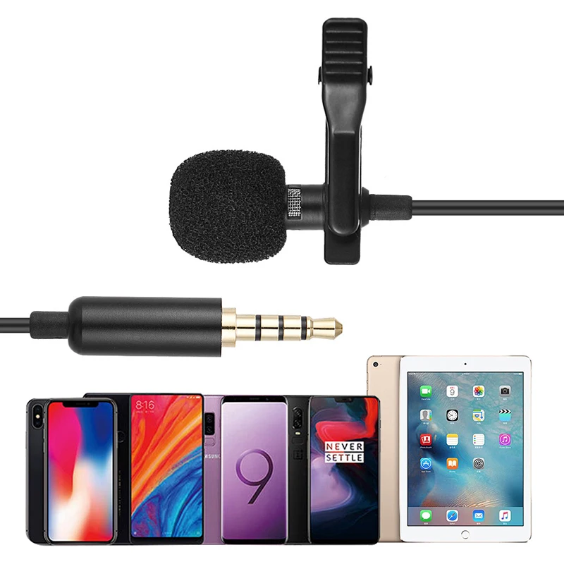 Buttonhole Lapel Lavalier Microphone Mic For Android Mobile Phone Cell Wired Mini Tie Tiny Micro Mikrofon Kit Mike Sound