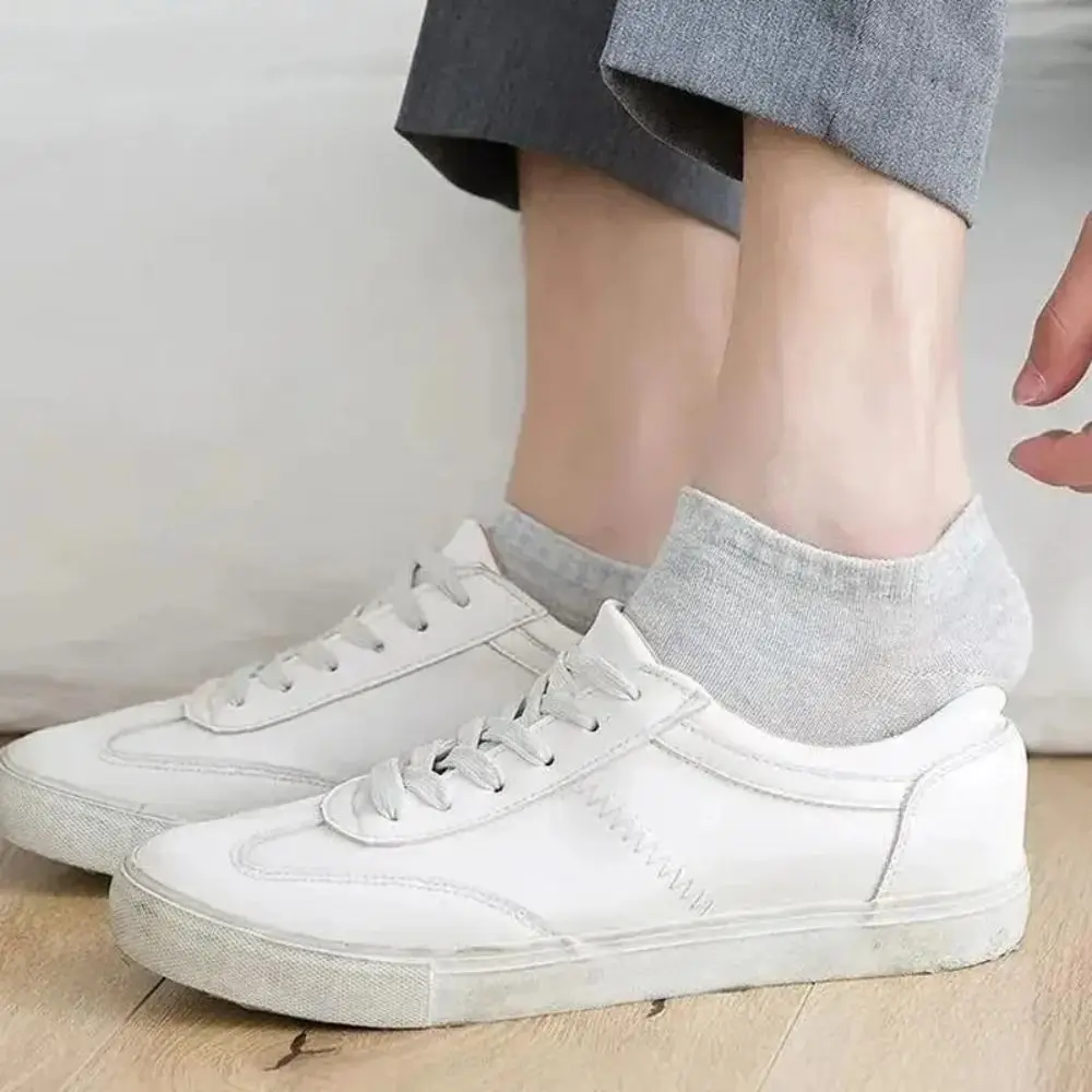 Poliestrowe skarpety do łodzi modne czarne białe szaro-skarpety męskie oddychająca miękka męskie pończochy dla mężczyzn