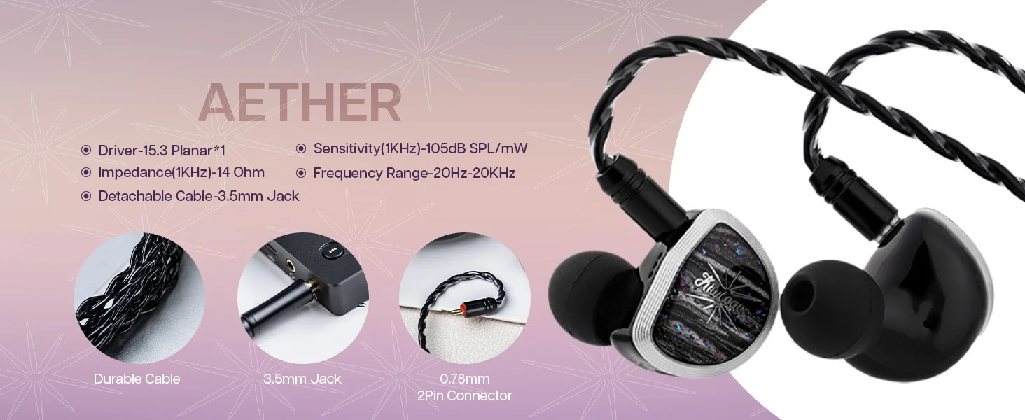 Linsoul Kiwi Ears Aether 15,3 mm großer planarer Treiber IEM Hifi-Kopfhörer mit abnehmbarem Kabelsystem für Gaming und Musiker – Detail 3