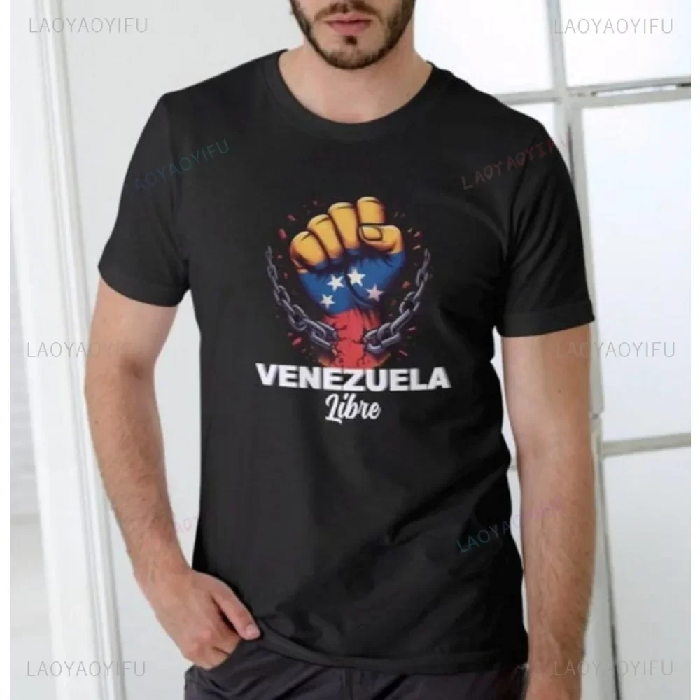 Venezuela Libre Man Shirt Hasta El Final Venezuela Cotton T-Shirt Venezuela Refuel TShirt Casual Short-sleeved Fashion for Men