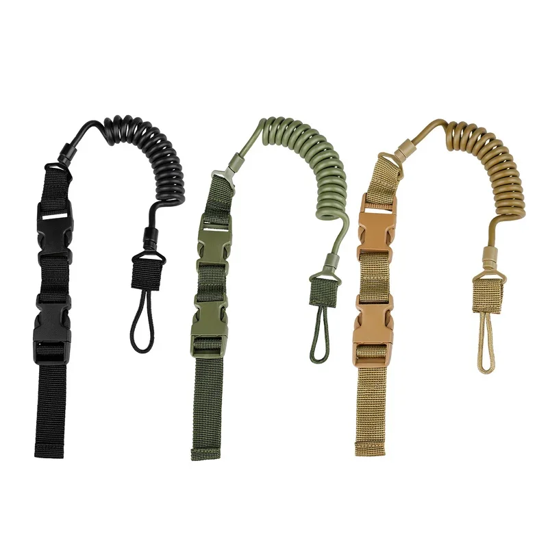 التكتيكية مسدس الربيع الحبل حمالة المسدس حزام مكافحة فقدان متعددة الأغراض مطاطا مفتاح سلسلة حبل أمان الصيد في الهواء الطلق الملحقات #3