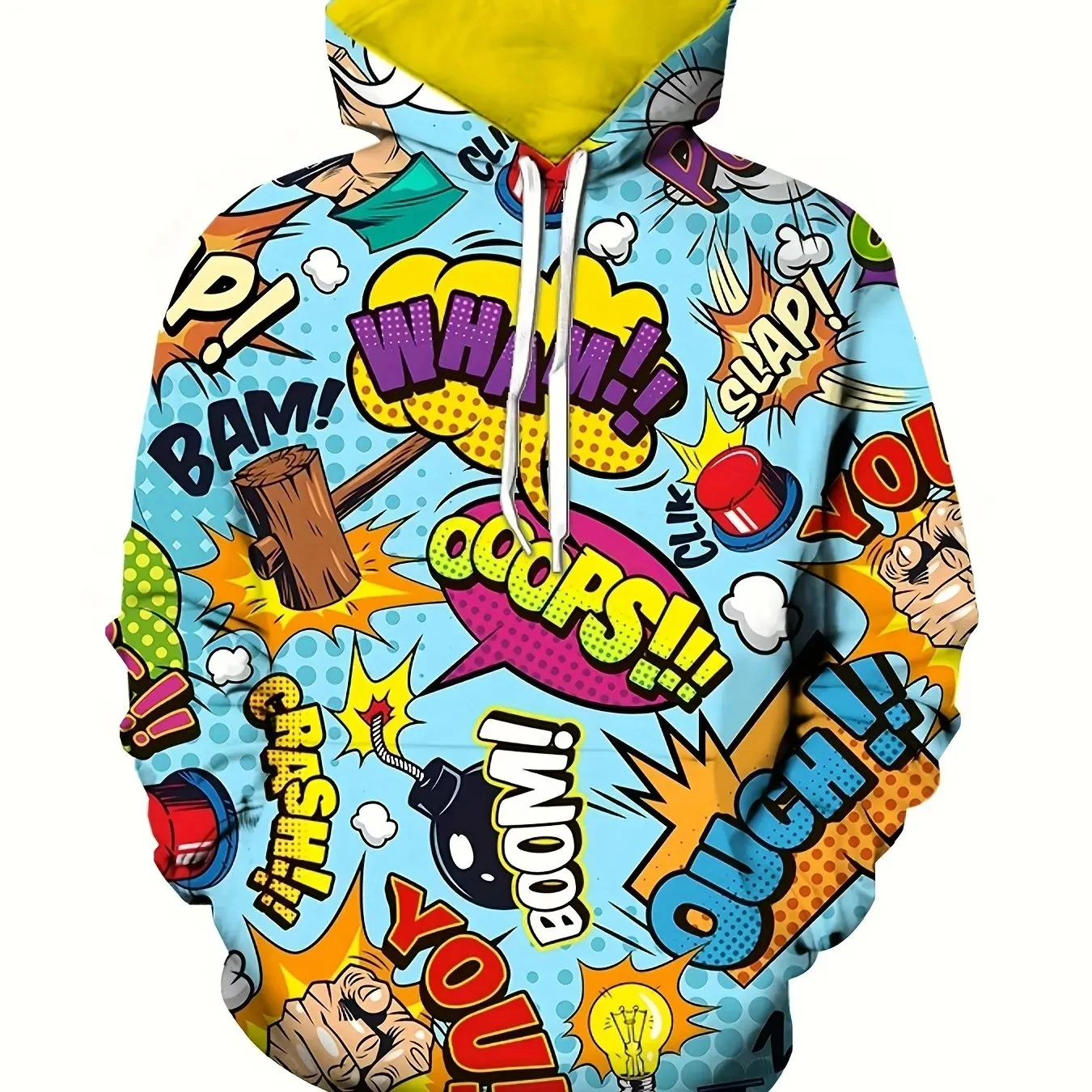 Retro Comic Style Letter Pattern 3d Printing Hoodies For Kids Adults Trendy Loose Casual Kangaroo Pocket Pullover Tops Clothing