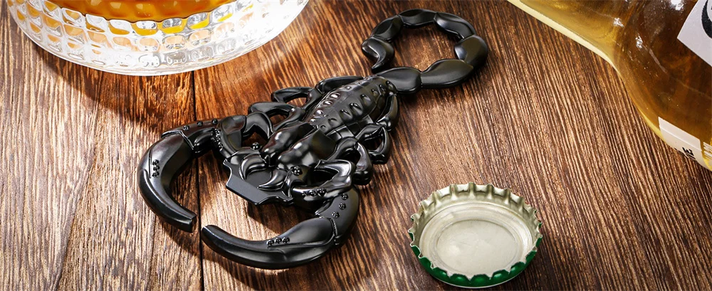 Schwarz/Grau Schwarz/Bronze Skorpion geformt Metall Openor Bier Geschenk Flaschenöffner kreative Küche Bar Zubehör Geburtstagsgeschenk – Detail 1