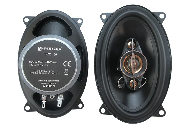 Par de Altavoces Coaxiales de Cuatro Vías para Auto de 4x6 Pulgadas, 500W de Potencia Máxima, 50W RMS, Calidad de Sonido