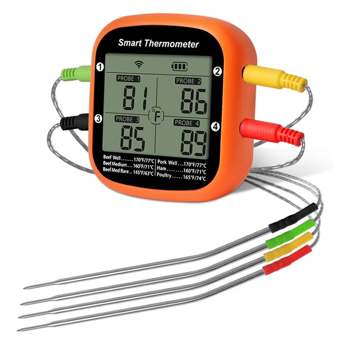 

Wireless Meat Thermometer for Grilling Smoker Oven APP Digital Thermometer with Four Probes Smart BBQ Food Thermometer