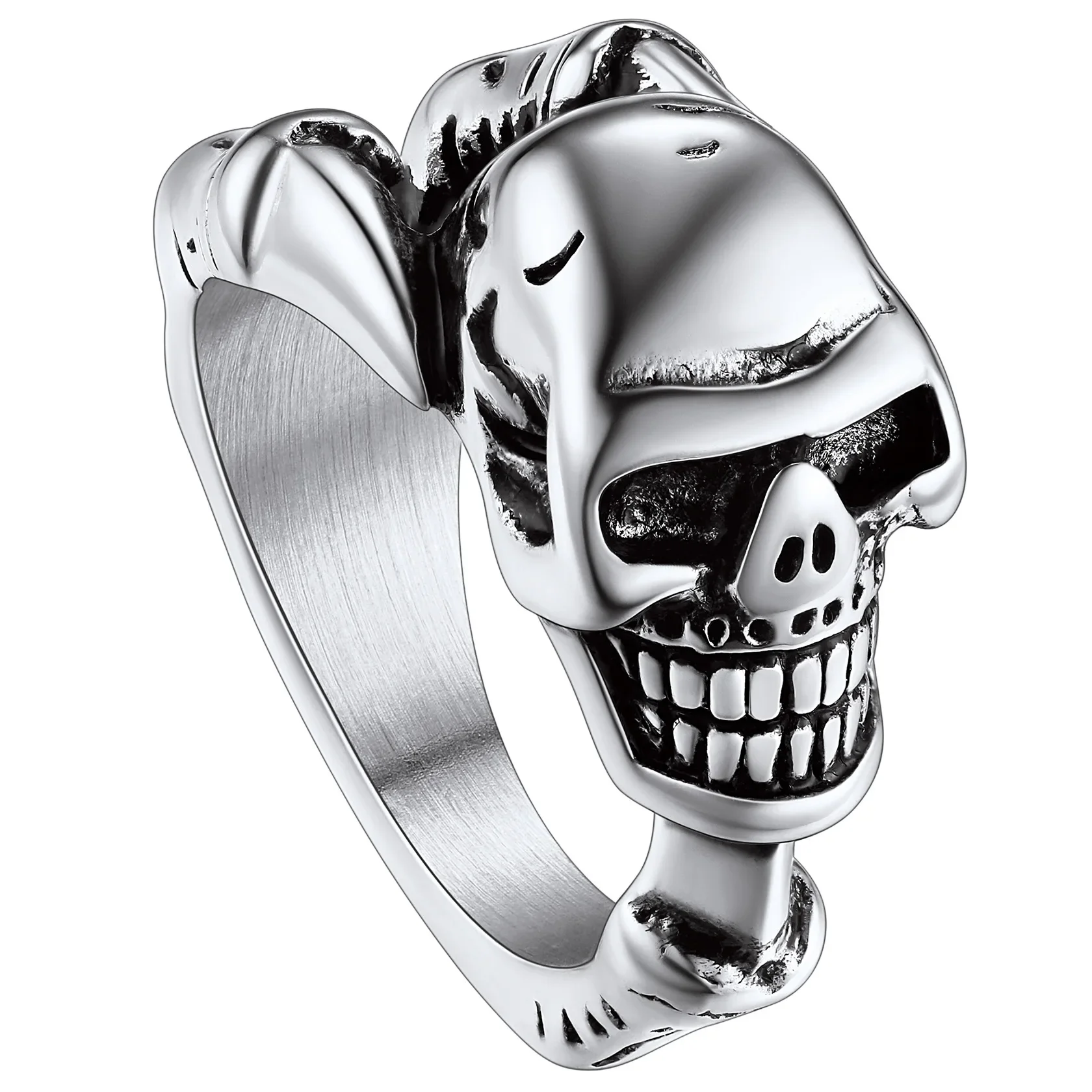 

ChainsPro Gothic Skull Ring for Man Stainless Steel/14K Gold/Black Plated Biker| Head | Band Skeleton Punk Gothic Jewelry CP918