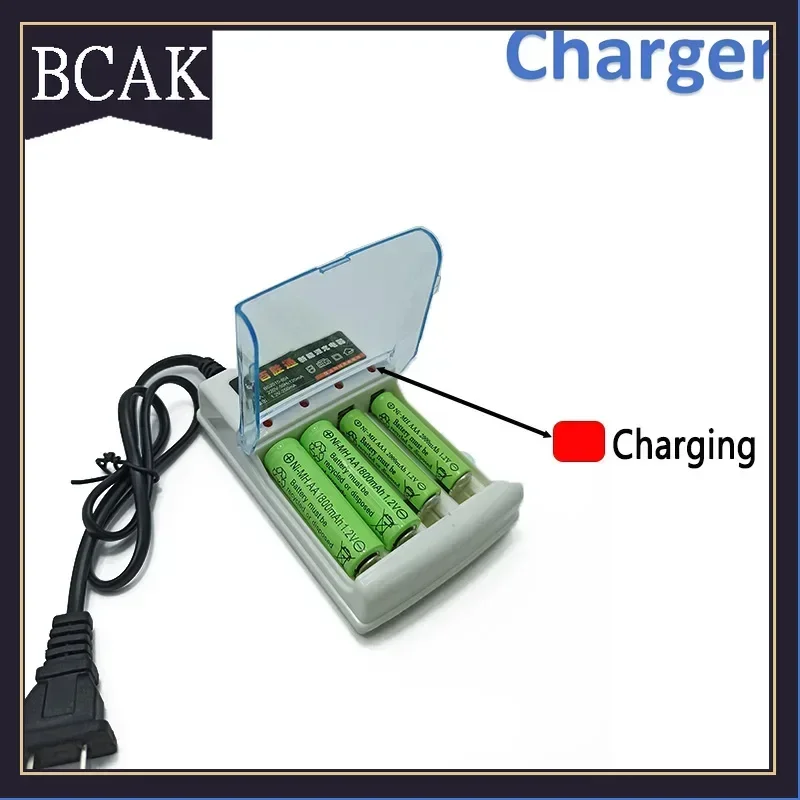 BCAK Charger1.2V4 Slots Battery Charger with LED Indicator Cover Protection for NiMH Rechargeable Battery AAA / AA Quick Charger