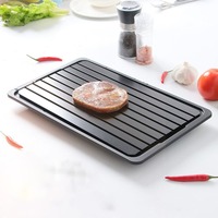 Aluminum Fast Defrosting Tray Black With Water Storage Box Thawing Plate Rectangular Meat Thaw Frozen Board Restaurants