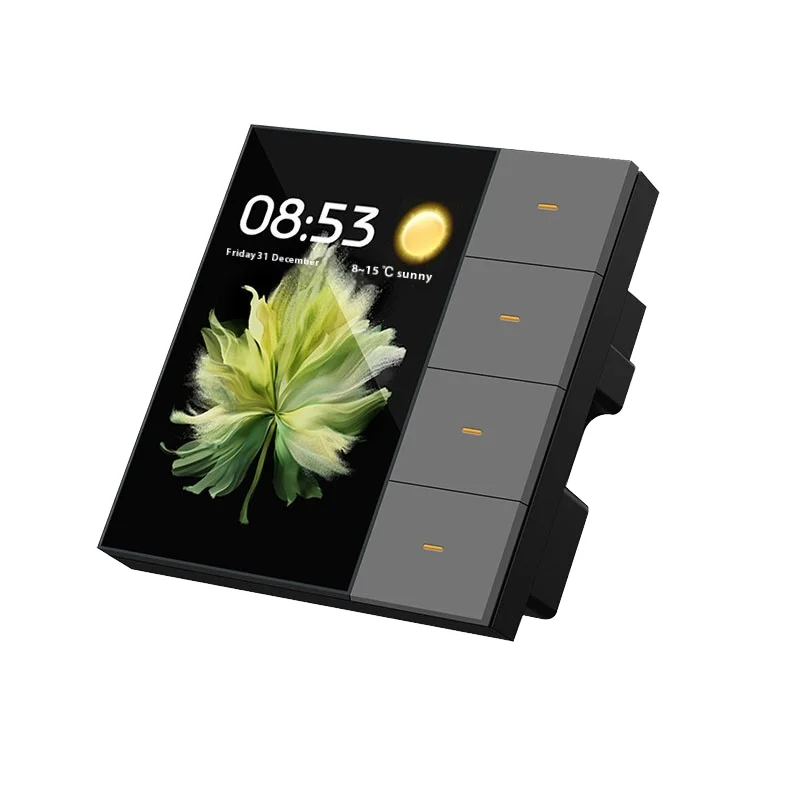

Tuya Smart 3.5inch Wall Switch UK Standard Wifi Control Compatible Durable PC Material 3-Way Central Control Switch