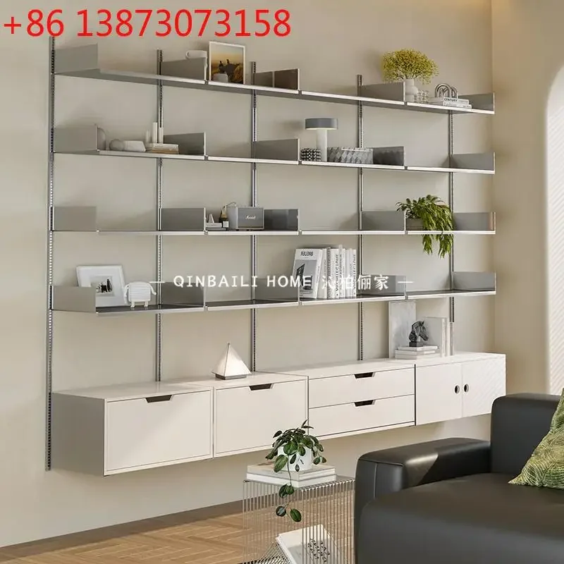 

Medieval stainless steel wall hanging wall floating track baffle hole plate display storage rack