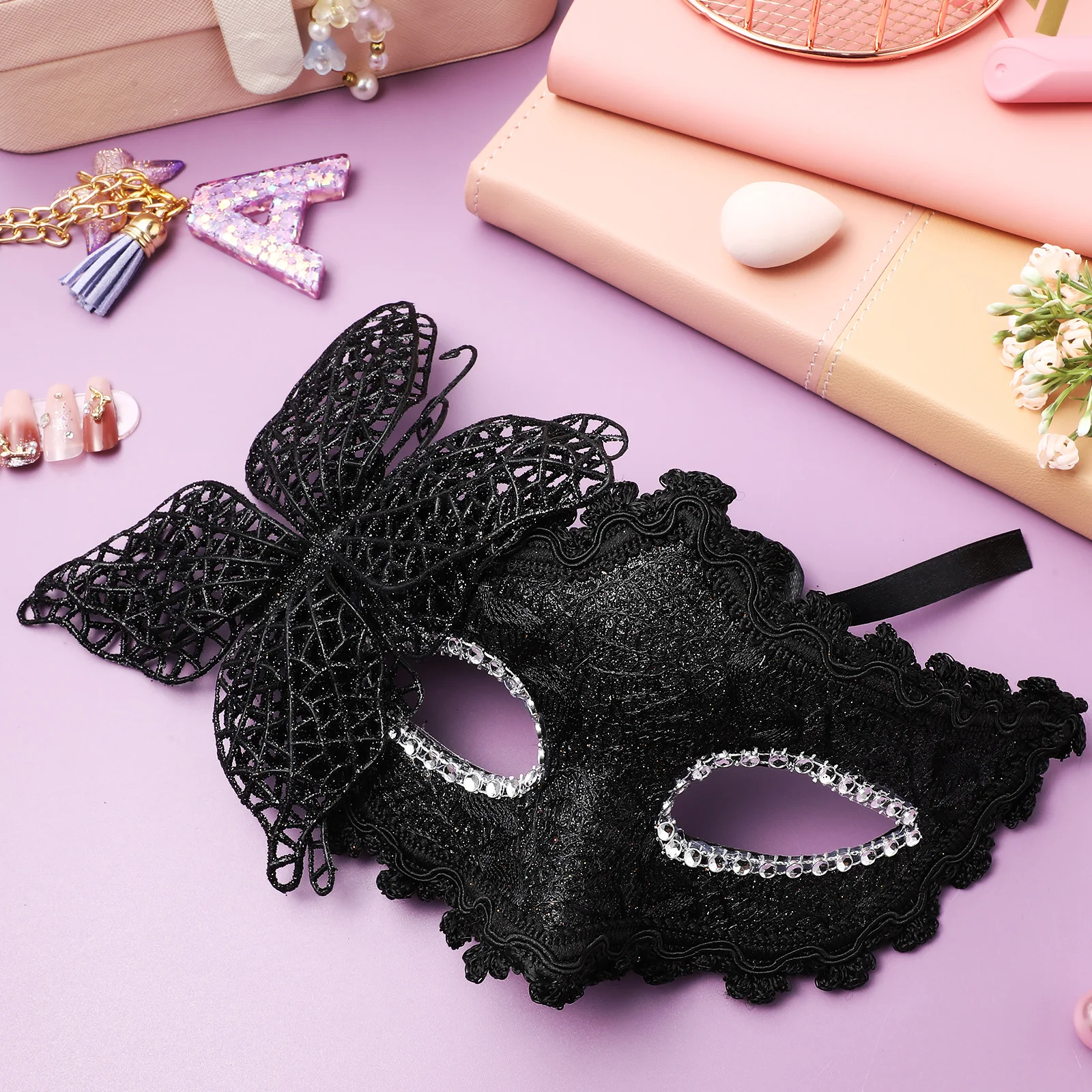 Maschera per travestimento in pizzo Mezza faccia Maschera decorativa per costume da festival per feste di carnevale leggera e confortevole