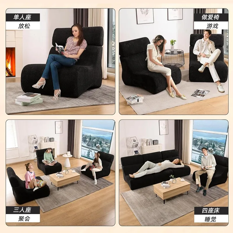 أريكة سحابة معيارية لغرف المعيشة الصغيرة – مقعد Loveseat مستلق مخملي ناعم على شكل حرف L مع عثماني #3