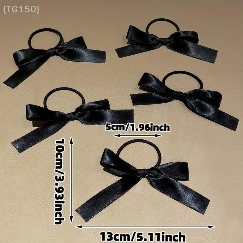 5 pezzi moda fiocco nero elastici per capelli coda di cavallo fasce elastiche per capelli scrunchies per donne ragazze accessori per capelli festa
