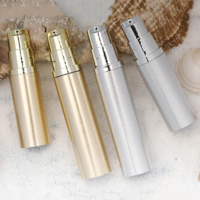 10/20/30Pcs 5/10ml Vacuum Pump Bottle Refillable Empty Silver Gold Airless Lotion Container Portable Cosmetic Bottle For Travel