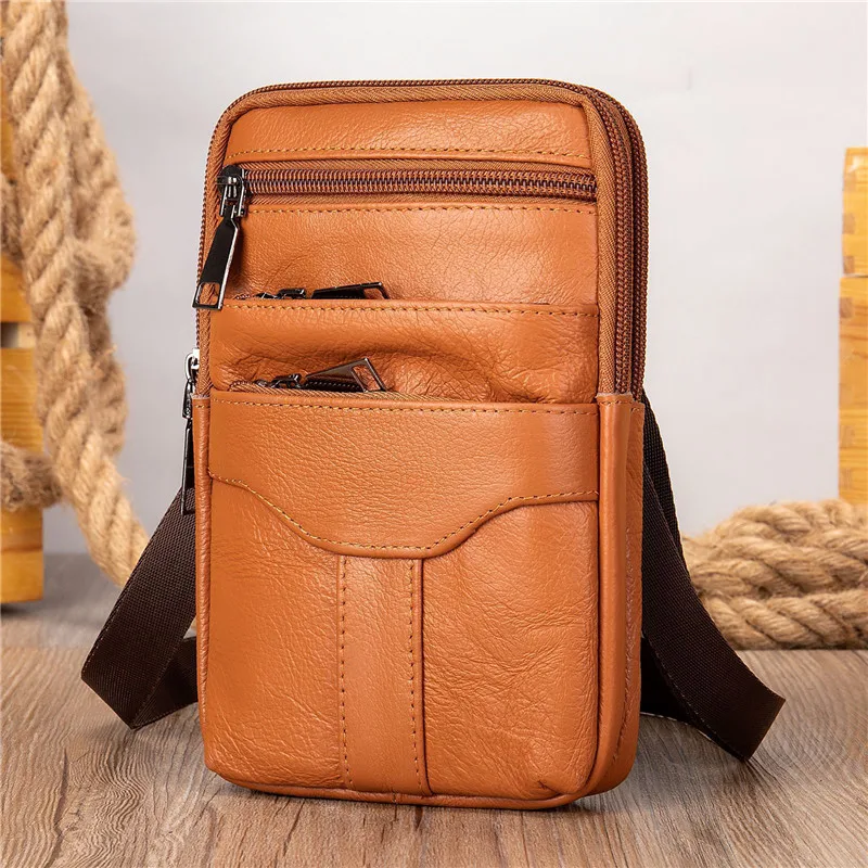 Men's PU Leather Waist Packs Phone Pouch Bags Waist Bag Male Small Chest Shoulder Belt Bag Designer Crossbody Bags