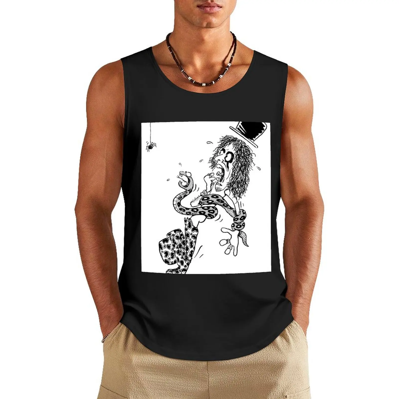 Alice Cooper and spider B&W Tank Top Gym t-shirt man mens designer clothes best selling products gym clothes man