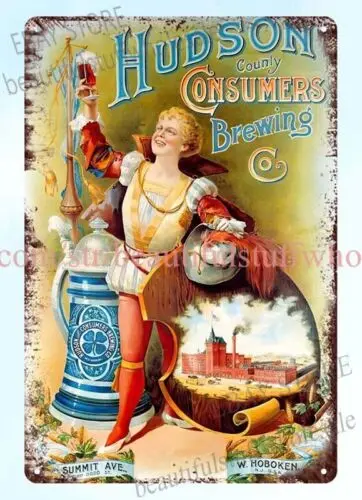 1899 Hudson County Consumers Brewing Company West Hoboken, NJ tin sign