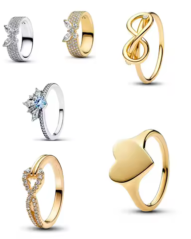 2025 European New 925 Silver Size 6 7 8 9 Heart Shaped Ring Gold Butterfly Fit Wedding Parties Women's Exquisite Luxury