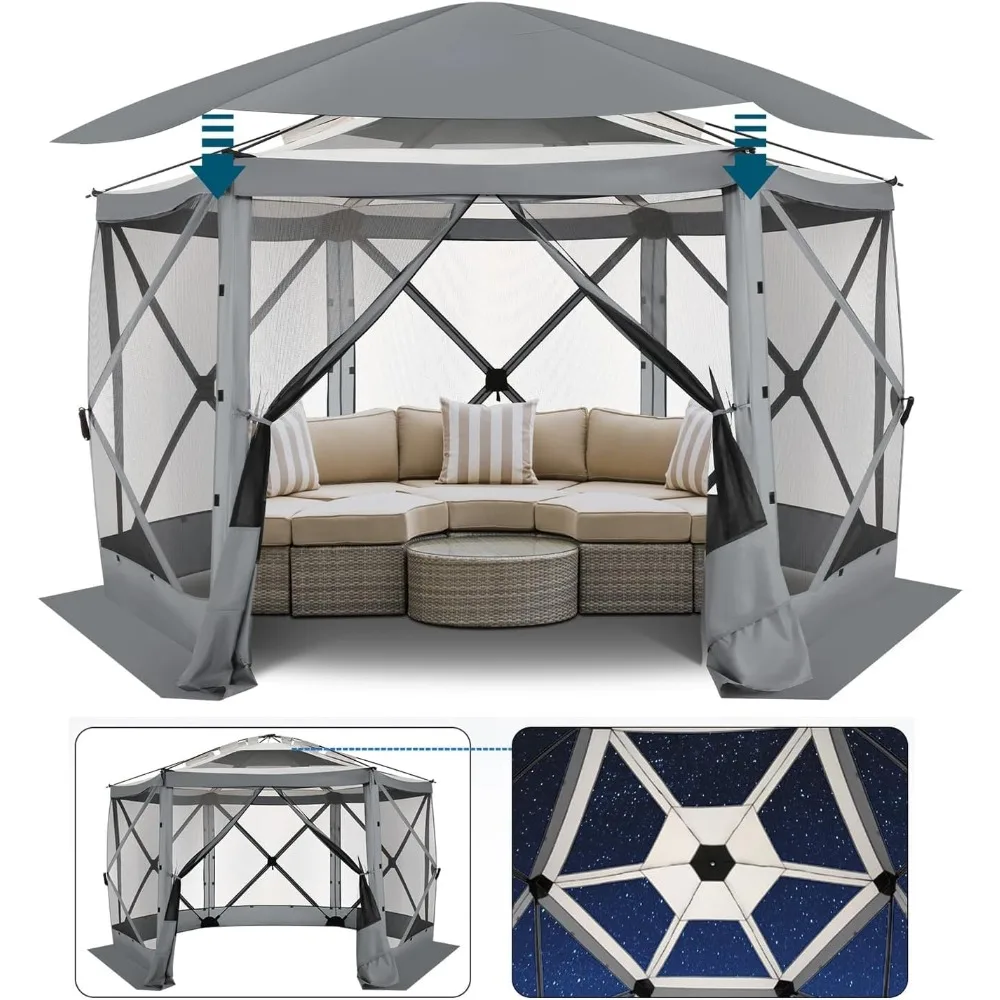 

12x12 FT Pop Up Canopy Stargazing Tent, Gazebos On Clearance with Removable Roof,Instant Screened in Gazebo, Screen, Customized