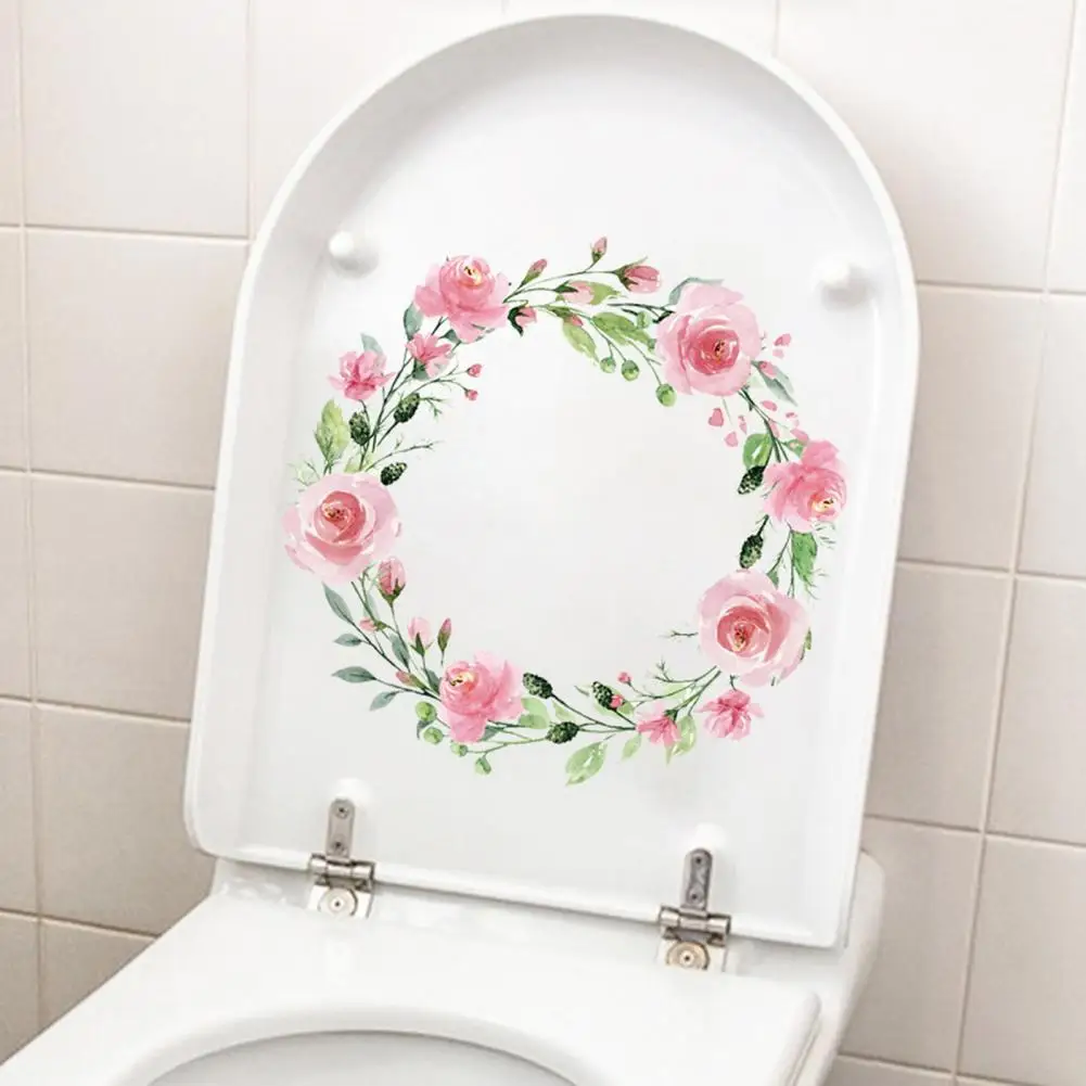 Room Wall Sticker Waterproof Color-drawing Flower Toilet Stickers Vibrant Pvc Decals for Room Bedroom Bathroom Wall Art Toilet