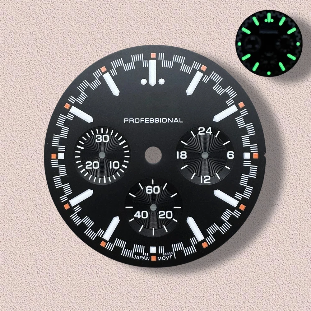 32.5mm S Logo Dial Fit VK63 Movement Green Luminous Speed High-Quality Dial Watch Modification Accessories