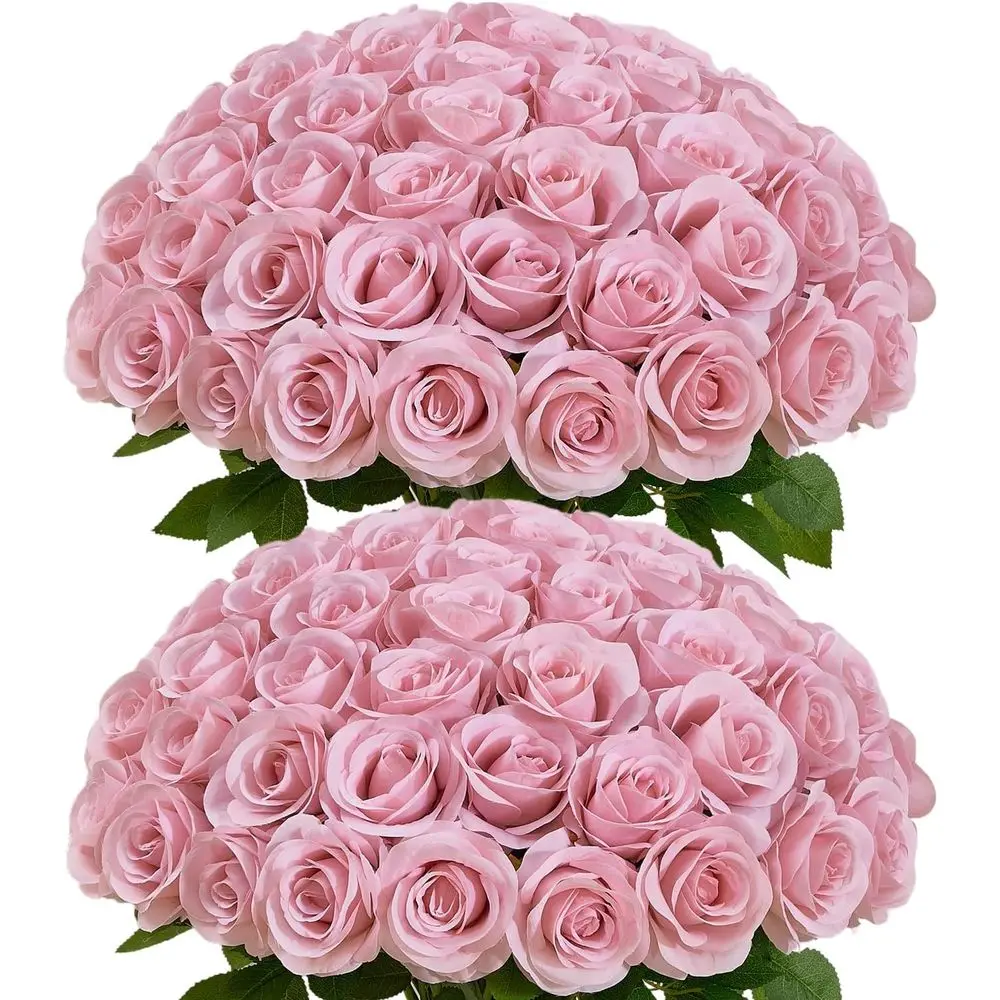 

60 шт. пыльно-розовых шелковых роз, реалистичные искусственные цветы для оптового декора свадеб, DIY-композиций и подарков для дома