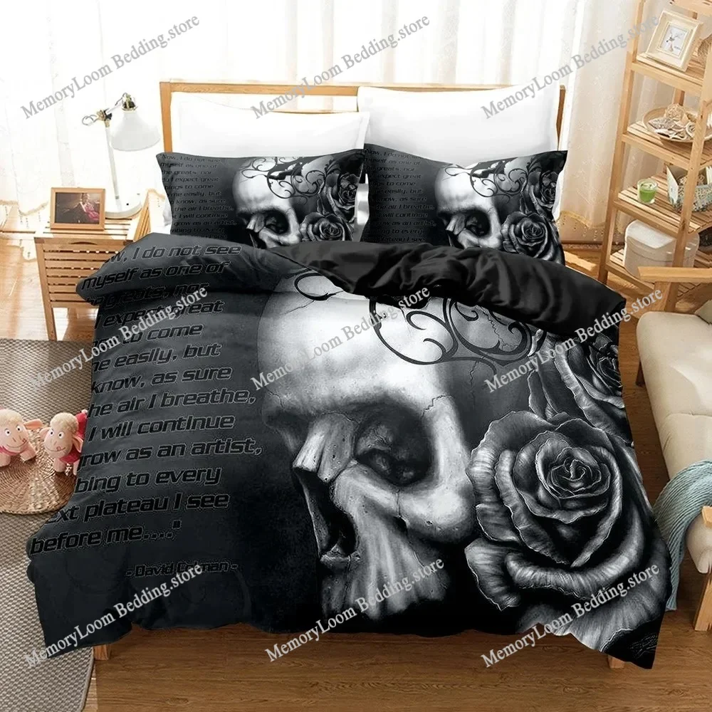 

3D Black Lining Skeleton Bedding Sets Duvet Cover Set With Pillowcase Twin Full Queen King Bedclothes Bed Linen