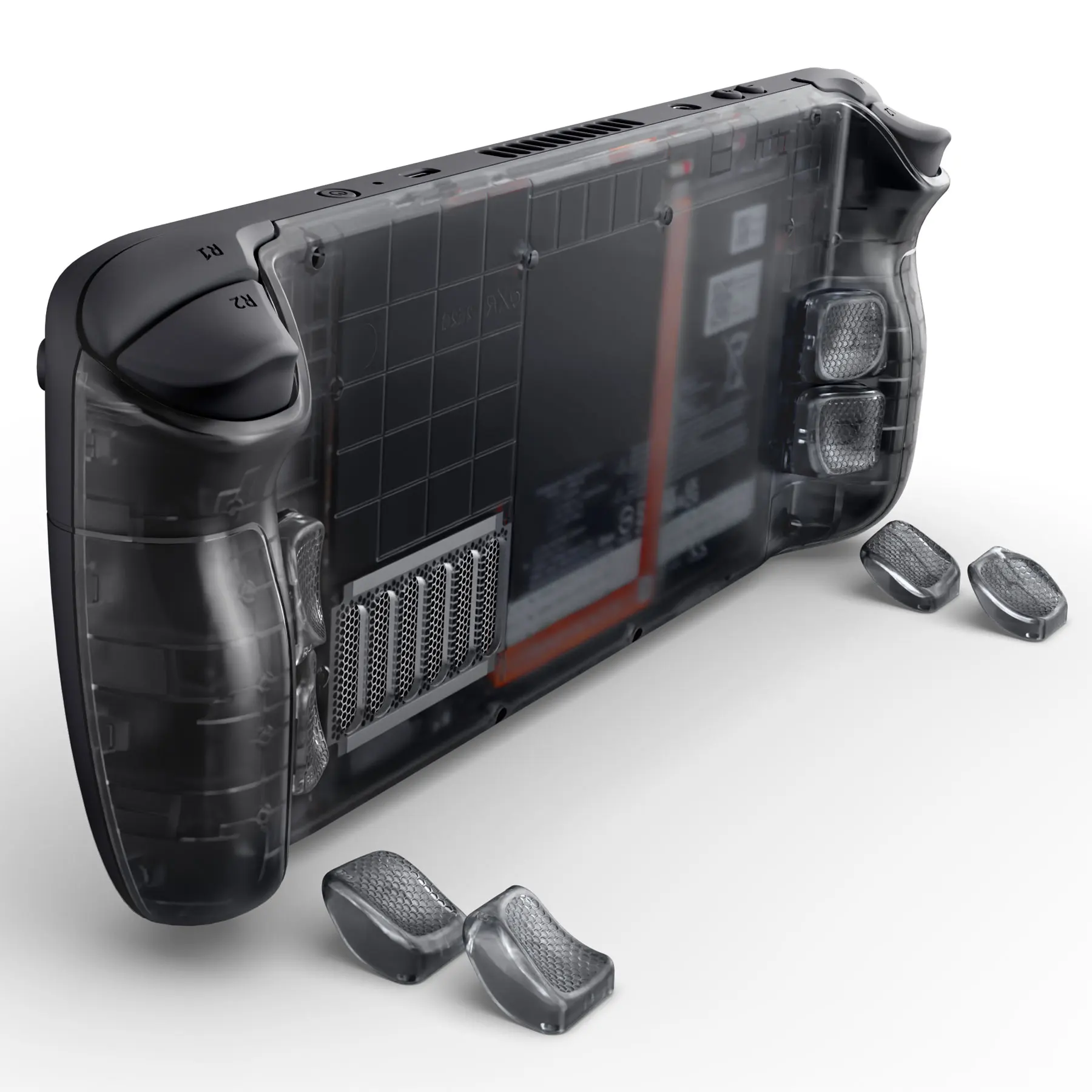 eXtremeRate ปุ่มด้านหลังแบบเปลี่ยนได้ด้านล่างสำหรับจอ LCD และ OLED ของ Steam Deck, ฝาหลังด้ามจับนิ้ว - สีดำ