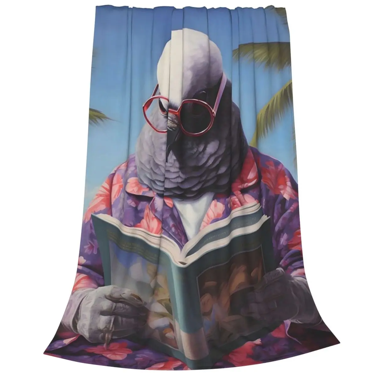 Pigeon Reading A Book On The Beach Blankets Fleece Breathable Sofa Throw Blankets For Home Bedroom Office Throws Bedspread Quilt