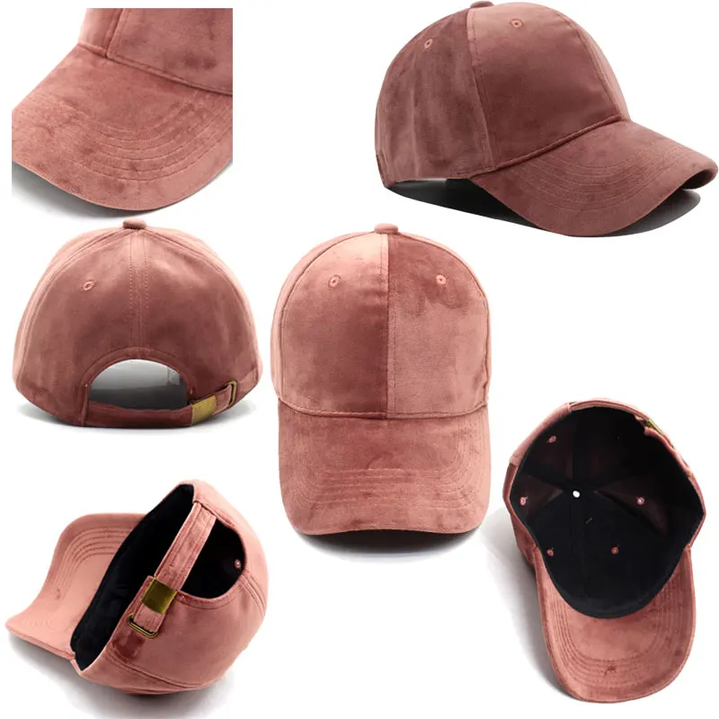 Gorra de béisbol de terciopelo liso para hombre y mujer, gorro deportivo con Cierre trasero de hueso, unisex