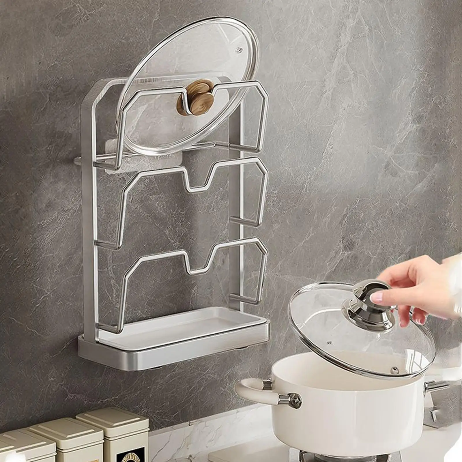 

Pot Lid Organizer Pan Lid Holder Vertical Pot Top Storage Rack For Kitchen Countertop Dining Restaurant Cabinet Sink Pantry Home