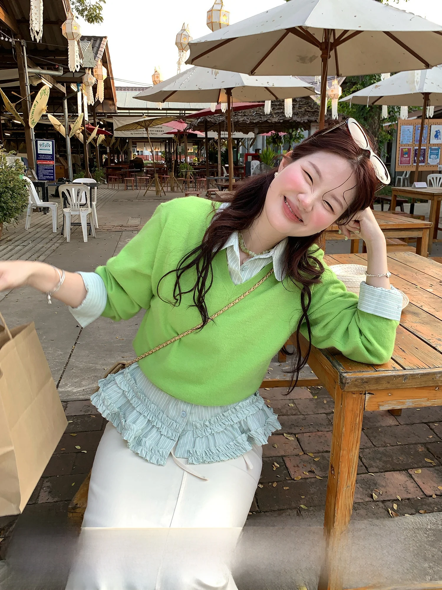 

Женский вязаный свитер Mango с длинным рукавом и V-образным вырезом, модный корейский стиль, универсальный, весна 2026, новинка