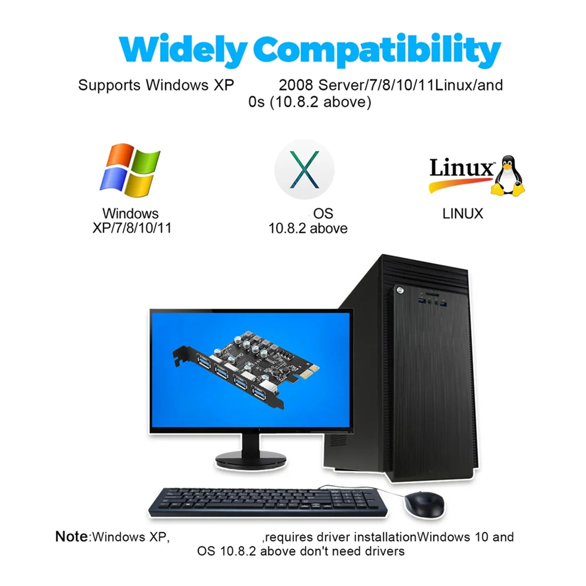 AT87-New USB Type A Expansion Card 4-Port Adapter Card High-Speed Desktop Computer 4-Port Rear Front