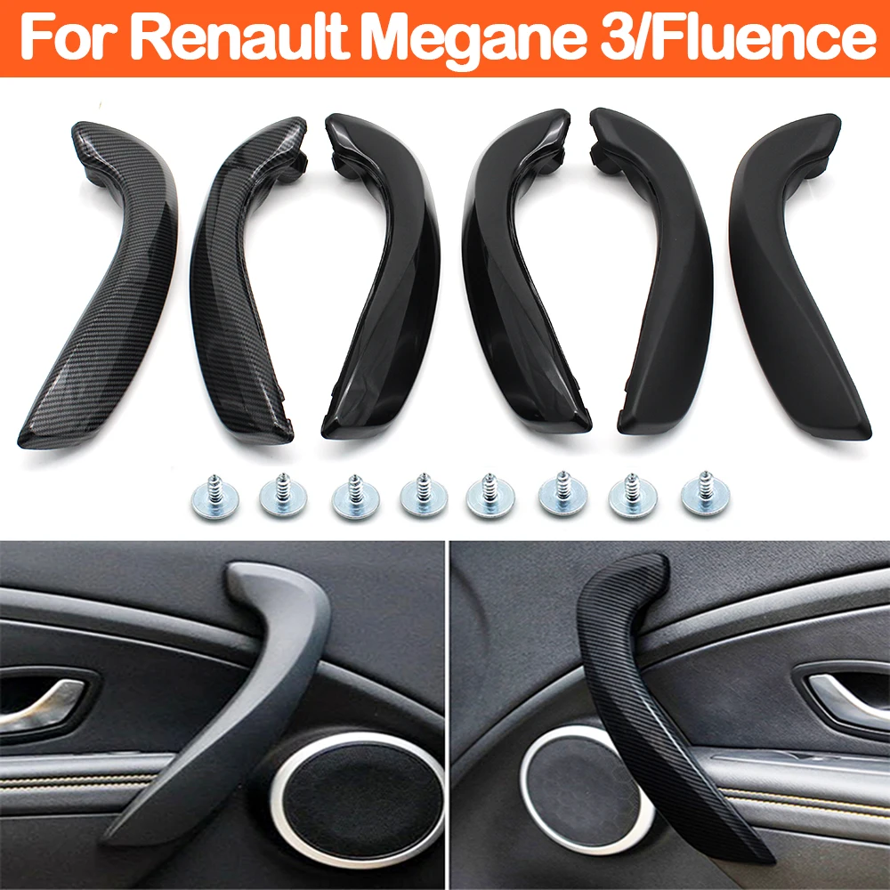 Carbon Fiber Black Interior Car Front Left Right Door Handle For Renault Megane 3 MK3 Fluence 2008-2016 809540001R 809600007R