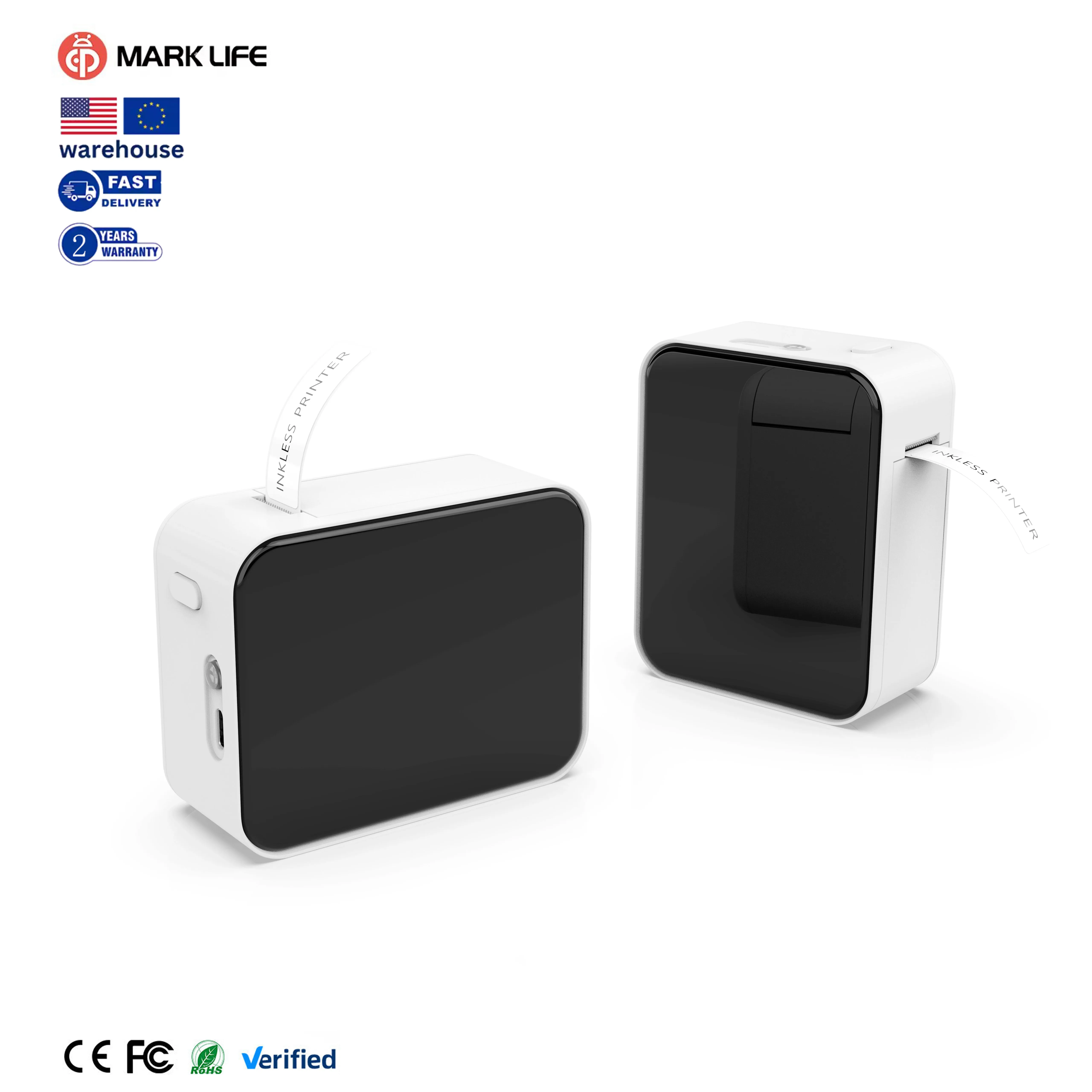 MarkLife P15 Mini Portable Wireless Printer Continuous Barcode Label Maker with IOS Compatibility Thermal Paper Type