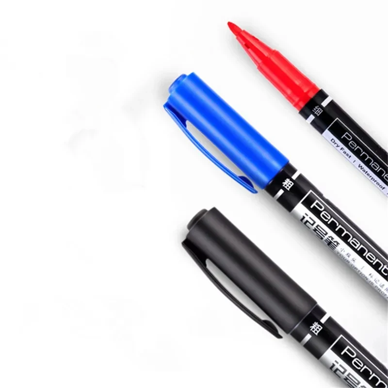 1/2/3pcs High Quality Waterproof Permanent Dual Tip  0.5/1.0 Mm  Black Blue Red Art Marker Pens Student  Office Stationery