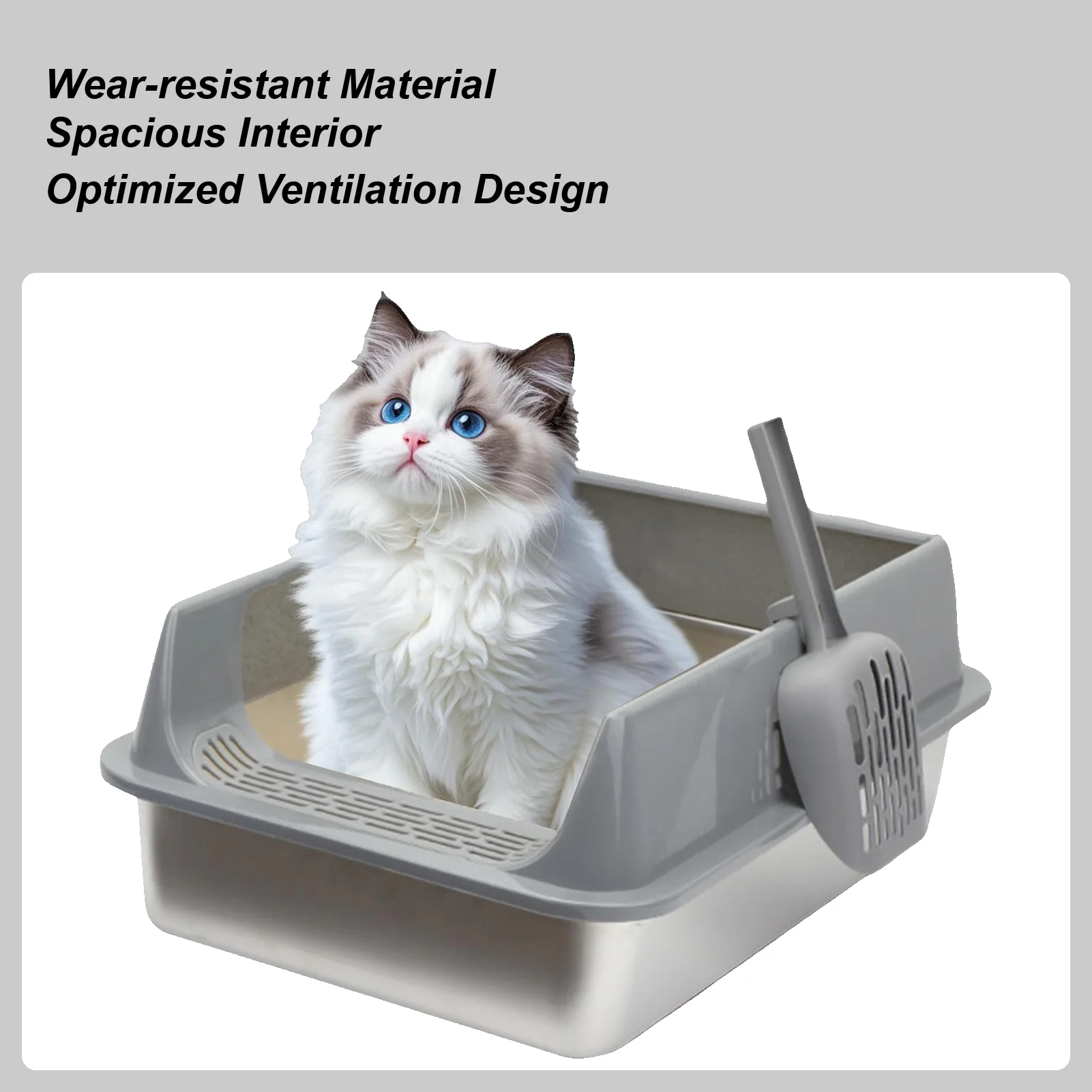 

Big Cat Litter Box Splashproof Pet Litter Box Easy Clean Semi Enclosed Cat Toilet with Scoop for Dormitory Indoors Car Living