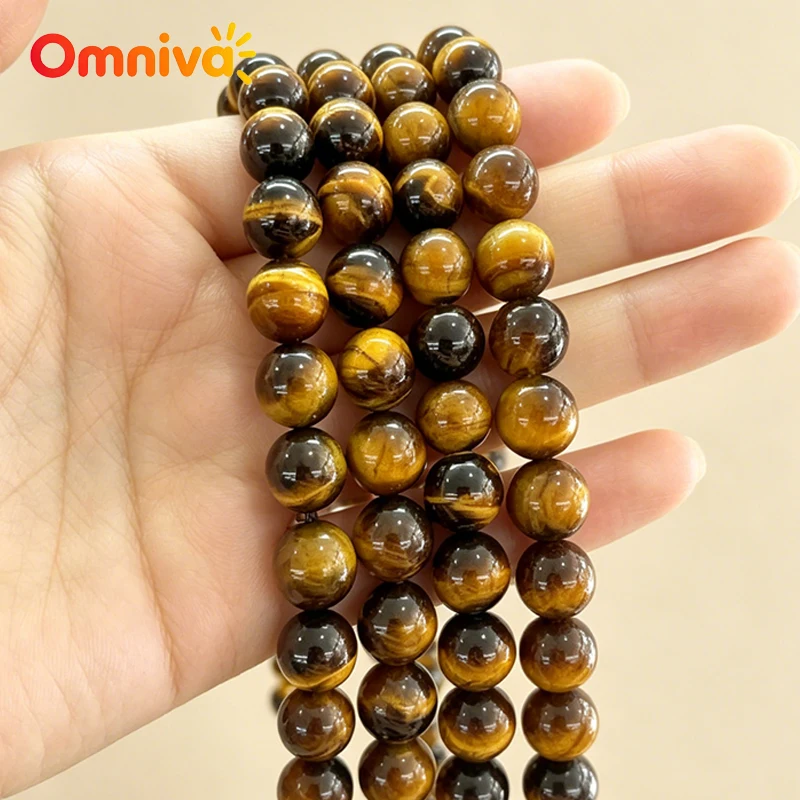 Natural Grade A Yellow Tiger Eye Round Loose Beads for Jewelry Making DIY Bracelet Necklace 6mm 8mm 10mm 15inch Gemstone Strands