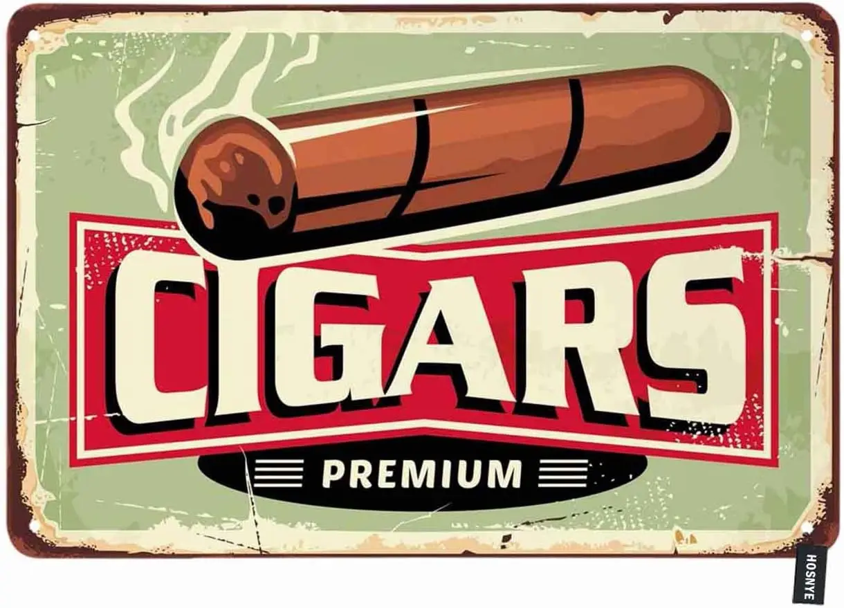 Tin Sign For Cigars Store Sign Cuban Cigar on Old Design Template Vintage Metal Signs for Men Women Wall Art Decor for Home sign