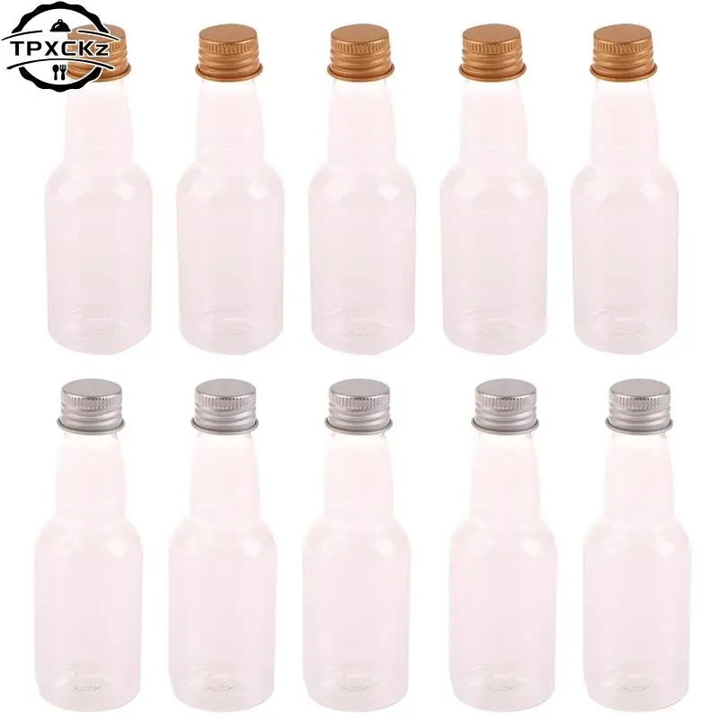 5 pezzi Mini bottiglie di liquore Set 60ml bottiglie di spirito di plastica tappi d'argento/oro bottiglie di liquore di alcol piccola bottiglia di vino forniture per feste