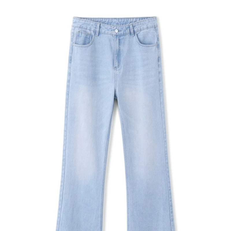 2026 Spring Autumn  New Flat Waist Waist American High Street Jeans Bootcut Men's vintage whiskering jeans Retro Trousers Men