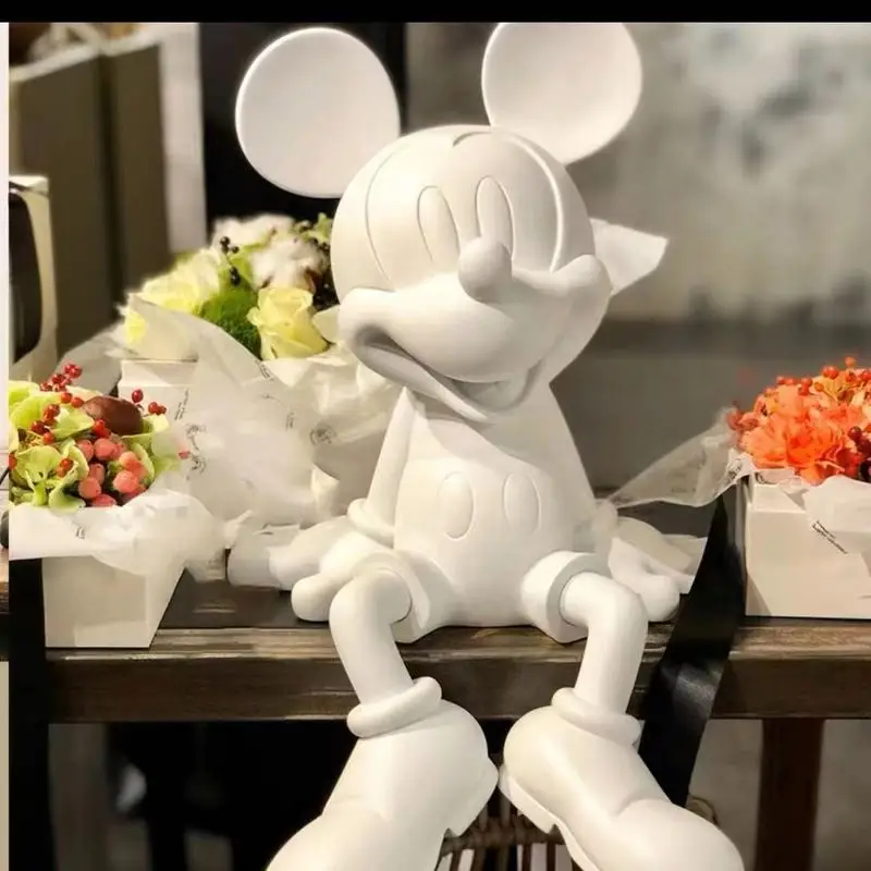 Disney Large Mickey Mouse Sitting Resin Movable Statue Series Model Collection Statue Doll Home Living Room Decoration Doll