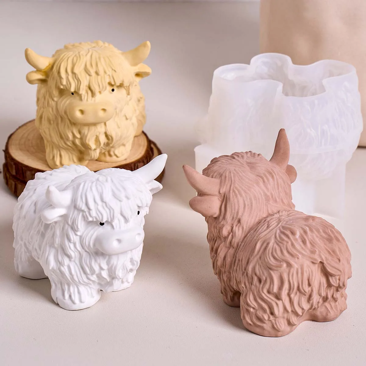 3D Highland Yak Silicone Candle Mold DIY Animal Ornaments Crafts Making Aromath Soap Plaster Resin Casting Molds Home Decor