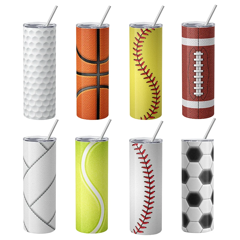 

Baseball Pattern Thermos Cup,20oz Stainless Steel Cup With Lid Outdoor Straw Cups,Football Basketball Softball Golf Water Bottle