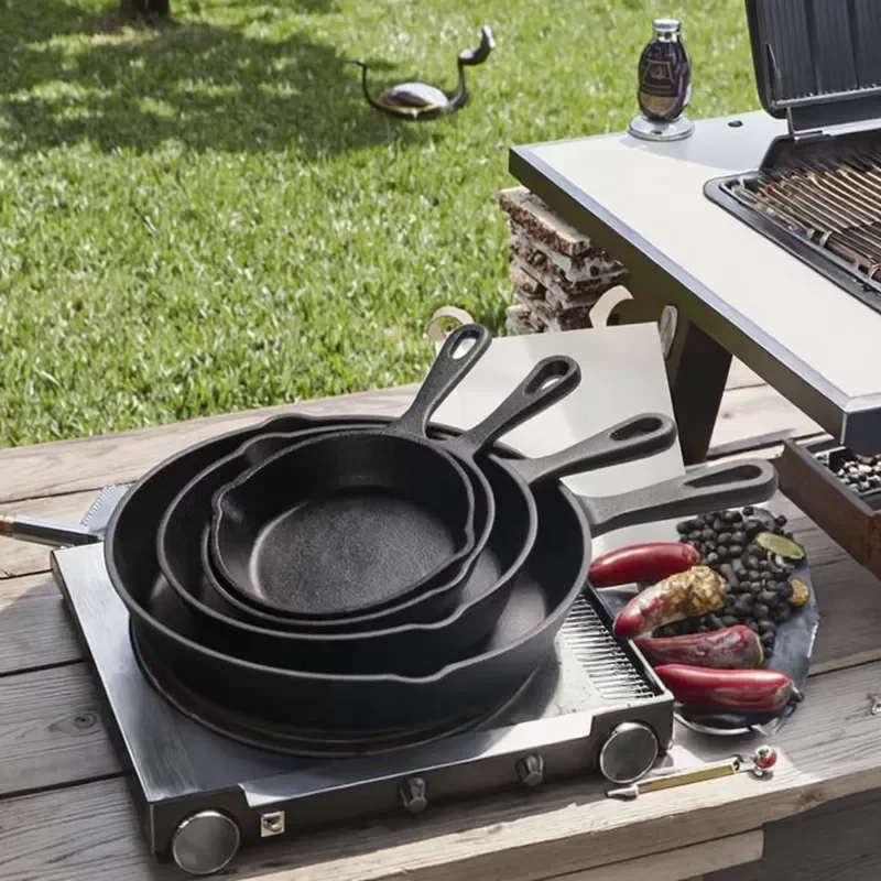 Korean BBQ Non Stick Frying Pan 14 26cm Carbon Steel Cast Iron Steak Grill Pan for Home Kitchen Cooking