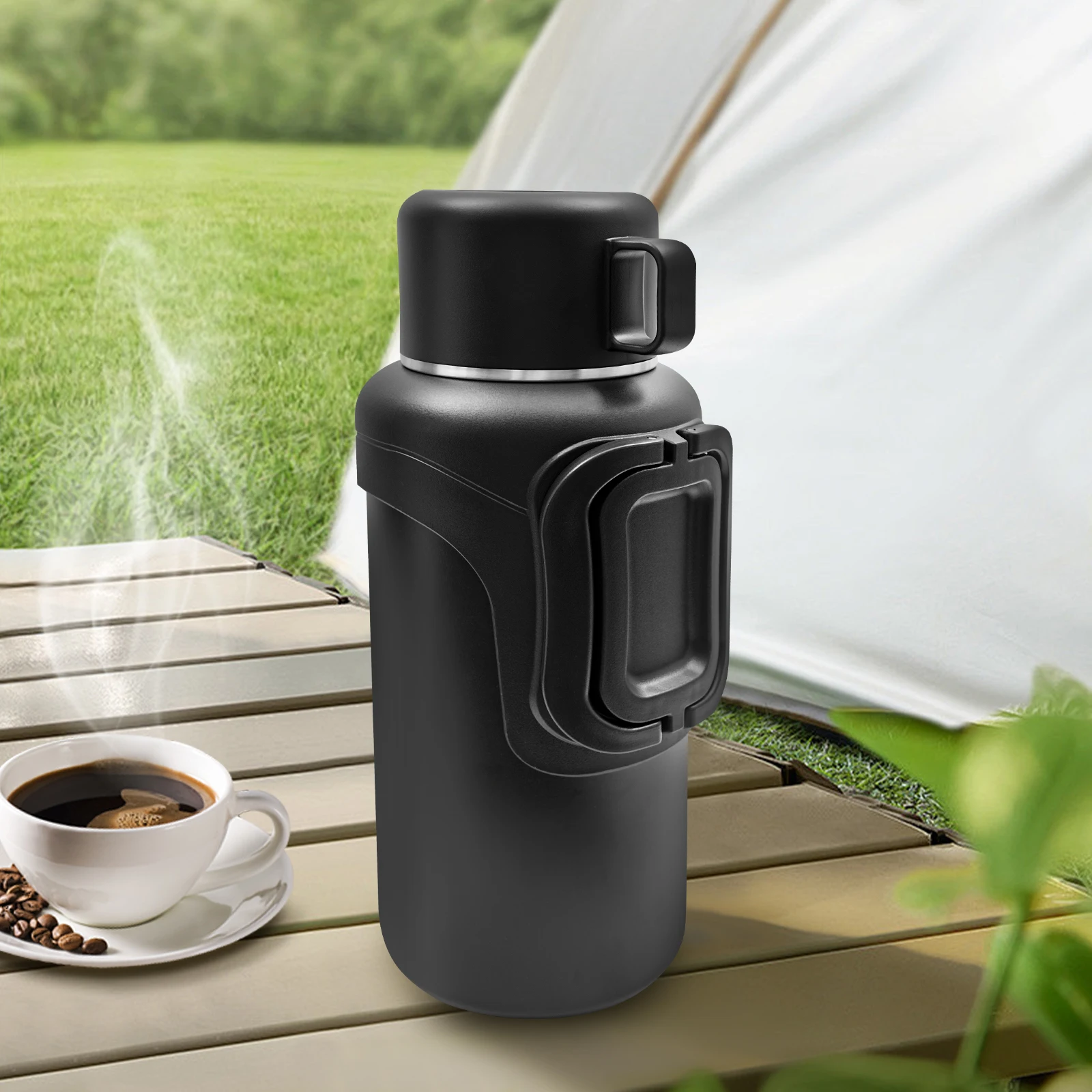 

316 Stainless Steel Large Capacity Insulated Pot Business Black 2000ML with Strap Insulated Water Bottle For Sports Enthusiasts
