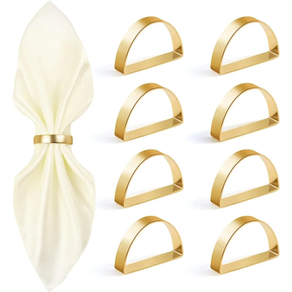 

Gold Napkin Rings Set of 8, Stainless Steel Metal Gold Napkin Holder, Fall Thanksgiving Christmas Easter Napkins Rings for Table
