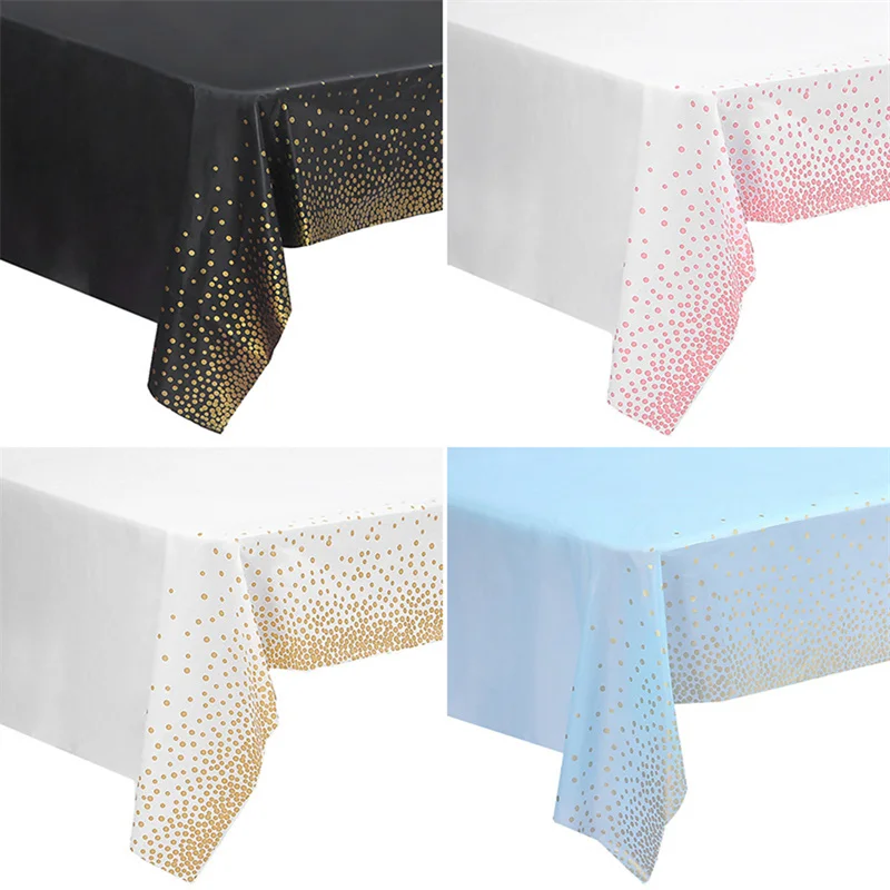 1pc Blue/Black/Rose Gold Color Rectangular Disposable Tablecloths Table Cloth for Birthday Baby Shower Party Decor Table Cover