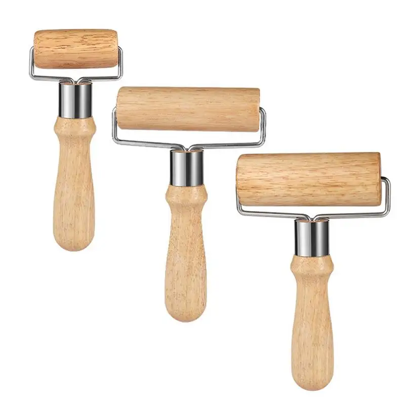 Rolling Pins With Handles Wooden Dough Roller For Baking Dough Pizza Cookies Washable Non Stick Rolling Pins For Home Restaurant