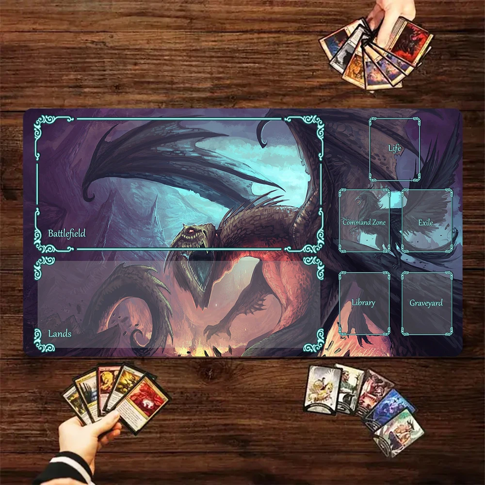 Magic Card Playmat with zone Black Devil Dragon theme anime MTG playmat gathering game mat Desk Mat Commander Battle playmat